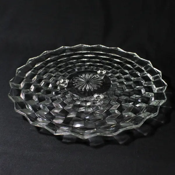 Vintage Fostoria American 3 Toed  Cake Plate 12"