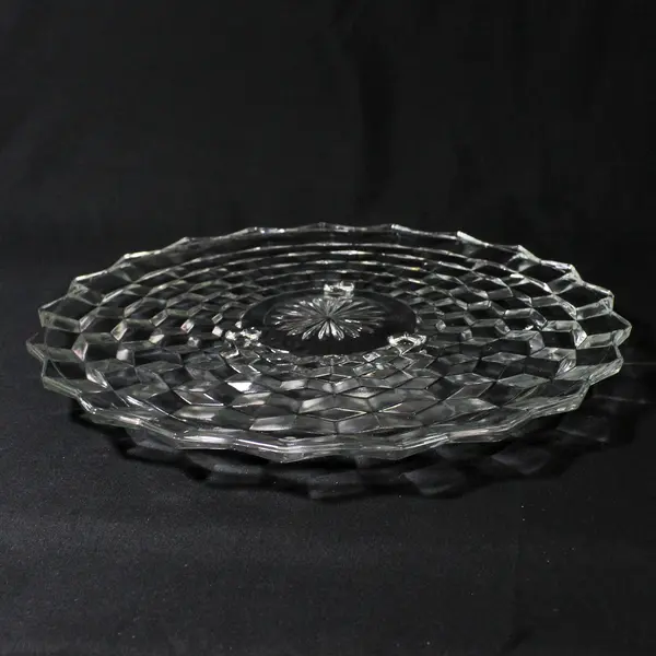 Vintage Fostoria American 3 Toed  Cake Plate 12"