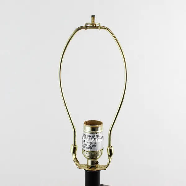 Brown Metal Table Lamp Honey Gold Paneled Textured Shade 30in