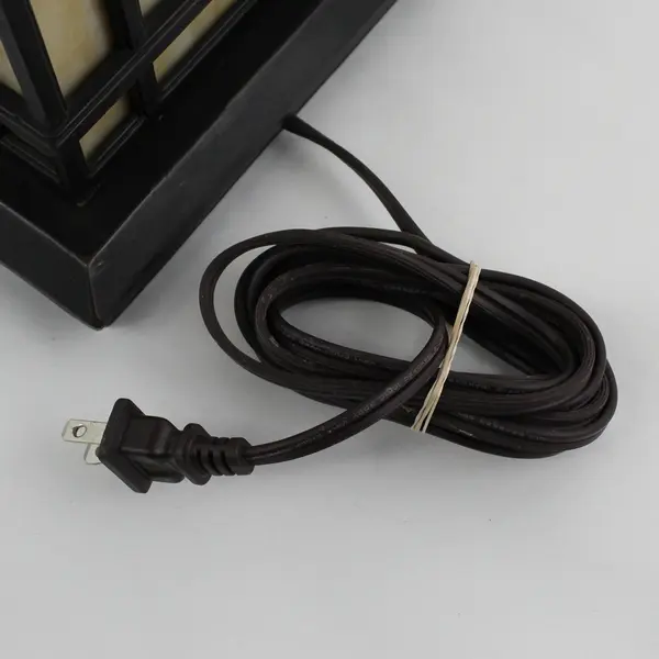 Brown Metal Table Lamp Honey Gold Paneled Textured Shade 30in