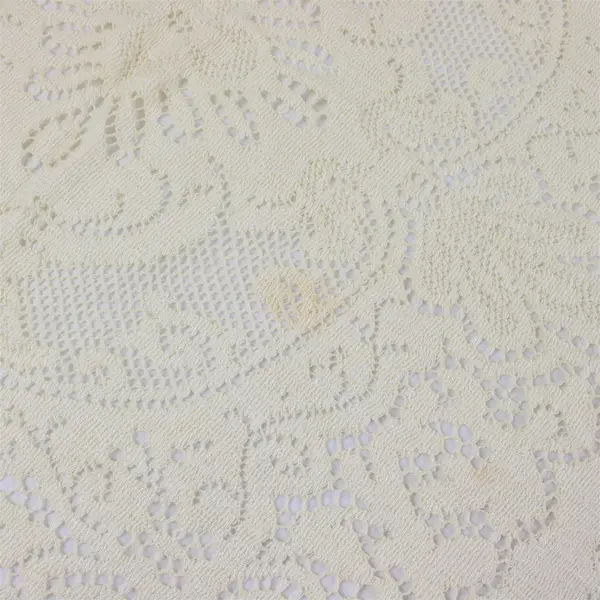 Ecru Synthetic Fiber Lace Scalloped Edge Rectangular Tablecloth 66" x 72"