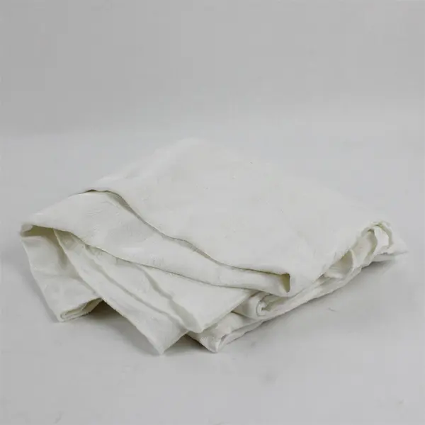 White Floral Damask Round Tablecloth 64" FLAWED