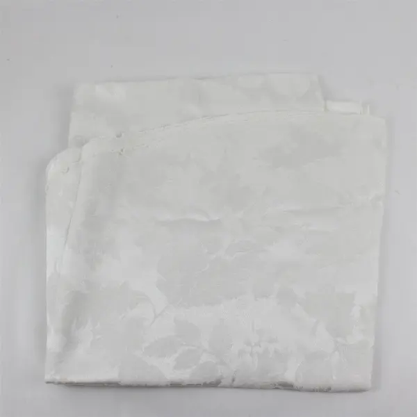 White Floral Damask Round Tablecloth 64" FLAWED