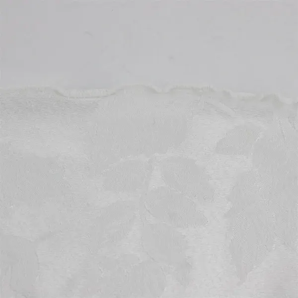 White Floral Damask Round Tablecloth 64" FLAWED