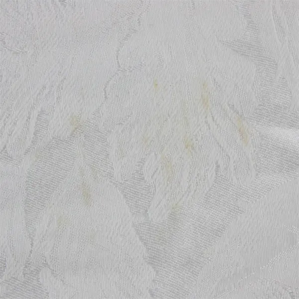 White Floral Damask Round Tablecloth 64" FLAWED