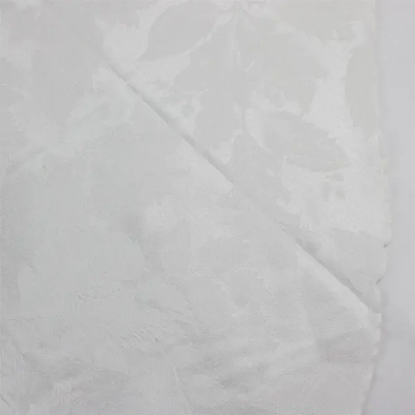 White Floral Damask Round Tablecloth 64" FLAWED