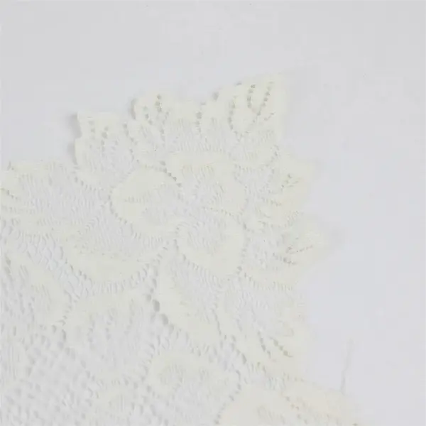 Off-White Floral Machine Lace Square Tablecloth 34" FLAWED