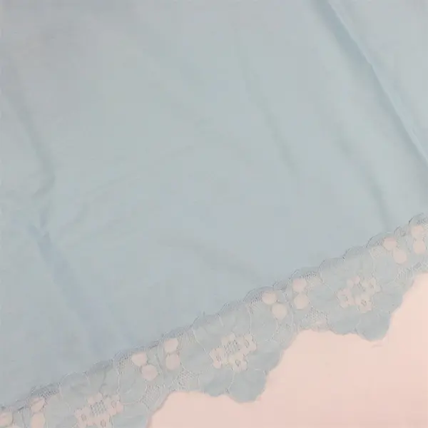 Baby Blue Floral Lace Trim Oval Tablecloth 62" x 88" FLAWED