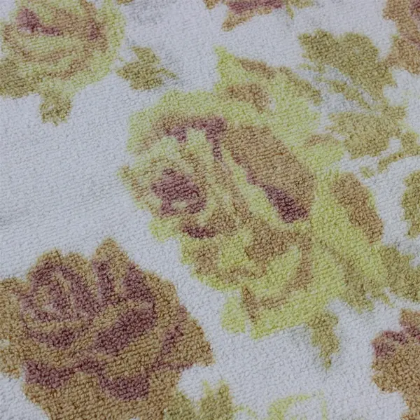 Set of 4 VTG Hope Fashions Yellow Rose Pattern White Cotton Bath Towels FLAWED