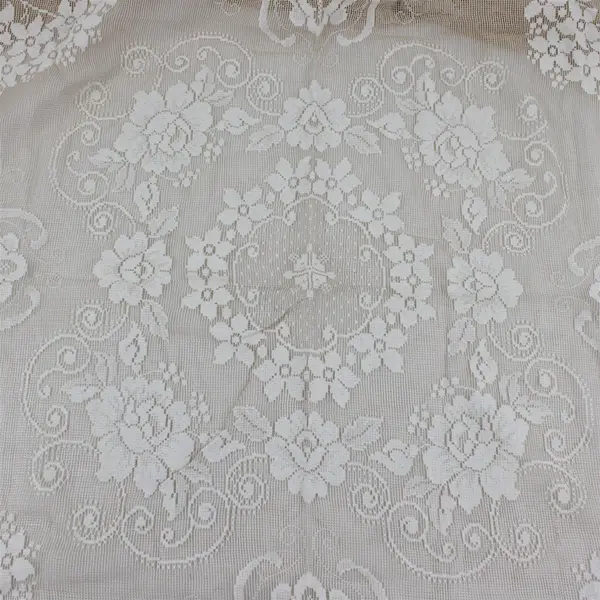 Vintage Brown/White Floral Lace Tablecloth 38" Square 