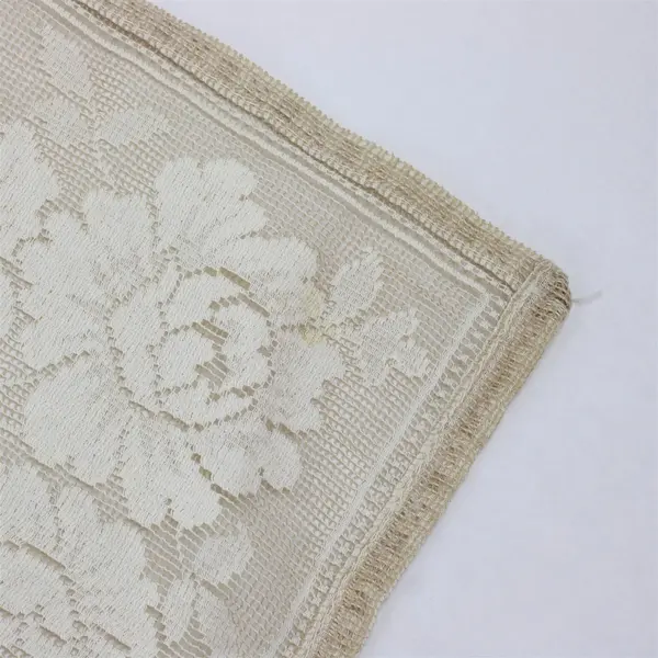 Vintage Brown/White Floral Lace Tablecloth 38" Square 