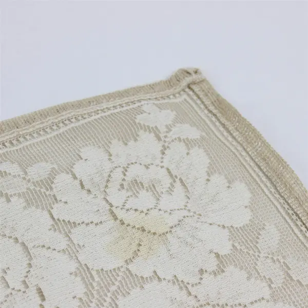 Vintage Brown/White Floral Lace Tablecloth 38" Square 