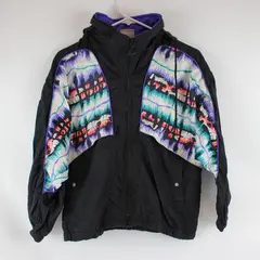 New Balance Hooded Zip Windbreaker Jacket Black w/ Multicolor Panel Women's S