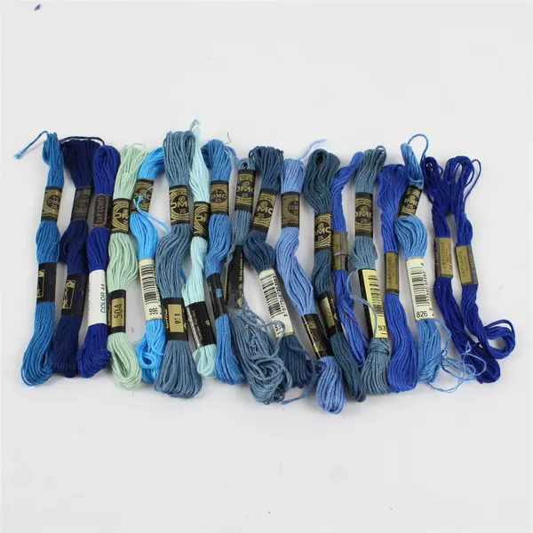 Lot of 18 Vintage DMC J&P Coats Blue and Mint Green Cotton Embroidery Floss  