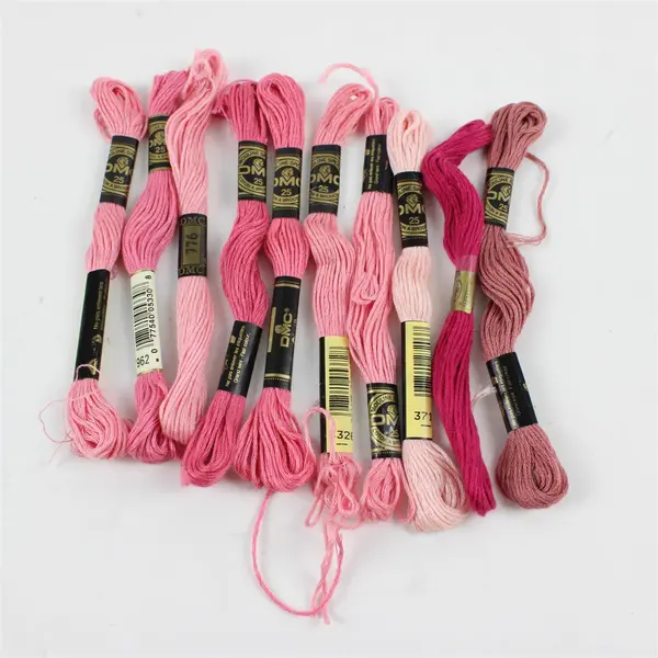 Lot of 10 Vintage Skeins DMC Cotton Thread Shades of Pink 9 yds.