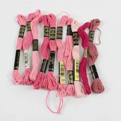 Lot of 10 Vintage Skeins DMC Cotton Thread Shades of Pink 9 yds.