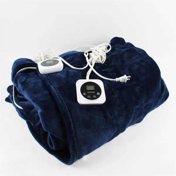 HomLyns Solid Dark Blue Color Plush Electric Blanket Queen Sized (Tested/Works)