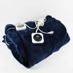 HomLyns Solid Dark Blue Color Plush Electric Blanket Queen Sized (Tested/Works)