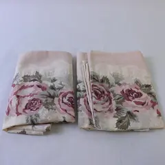 Lot Of 2 Unbranded Matching Pastel Pink Rose Floral Printed Pillowcases 19"x30"