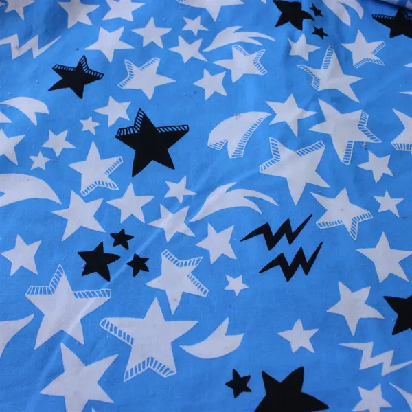 IKEA Blue White Black Star Pillowcase & Twin Flat Sheet Lot of 2