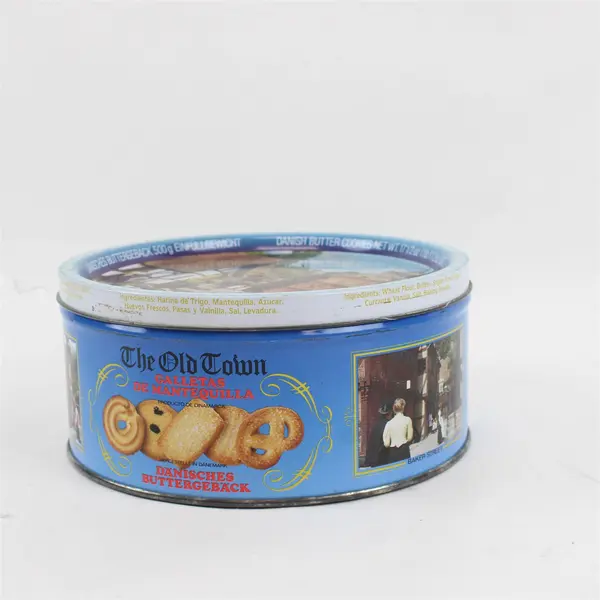Vintage Ingadane  Brand Old Town Denmark Danish Cookie Tin Round Metal Canister