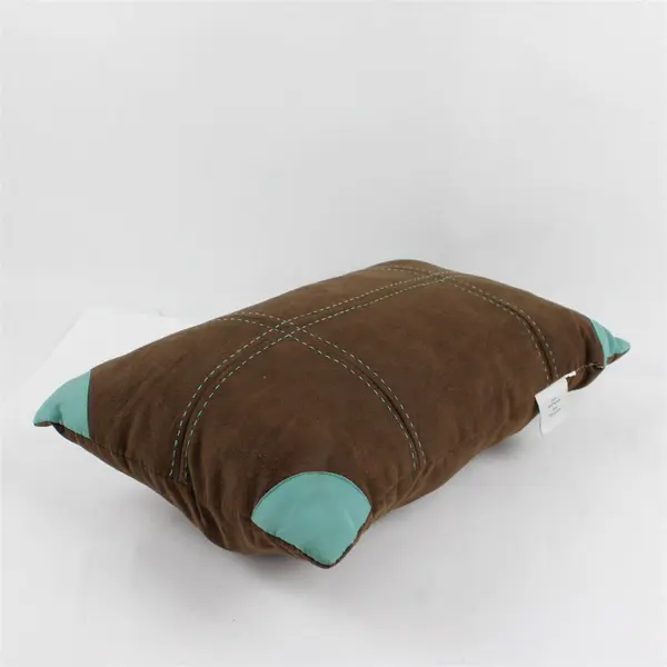 E & E Co. Brown and Mint Green Rectangular Throw Pillow 11" x 19"