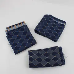 Lot of 3 Navy Blue Diamond Jacquard Woven Upholstery Fabric Sections