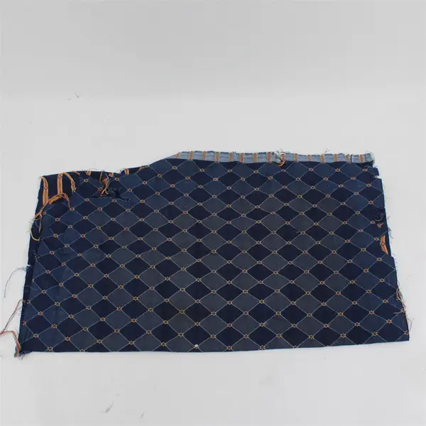 Lot of 3 Navy Blue Diamond Jacquard Woven Upholstery Fabric Sections