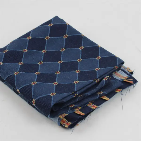 Lot of 3 Navy Blue Diamond Jacquard Woven Upholstery Fabric Sections