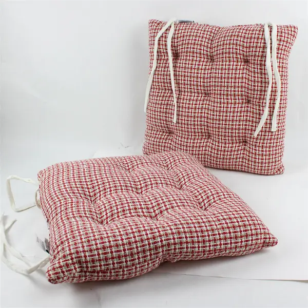 Set of 2 Brooks Brothers Red White Patterned Chair Cushions 16.5x16.5
