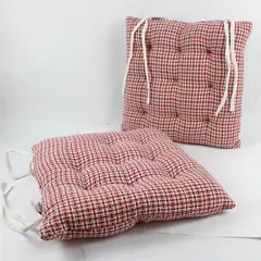 Set of 2 Brooks Brothers Red White Patterned Chair Cushions 16.5x16.5