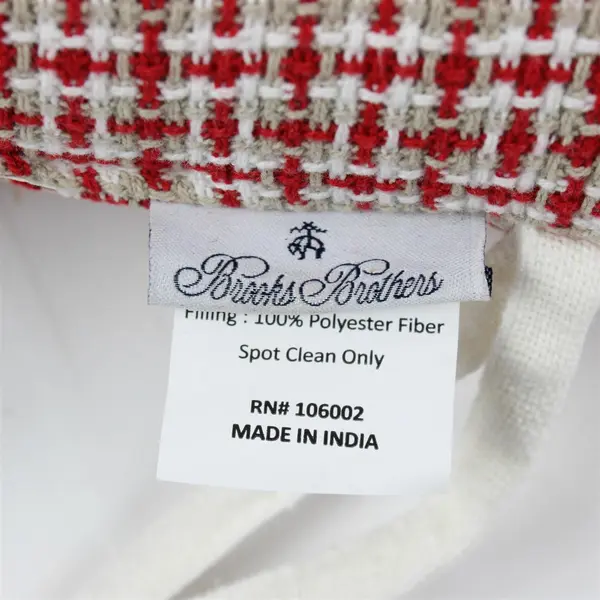 Set of 2 Brooks Brothers Red White Patterned Chair Cushions 16.5x16.5