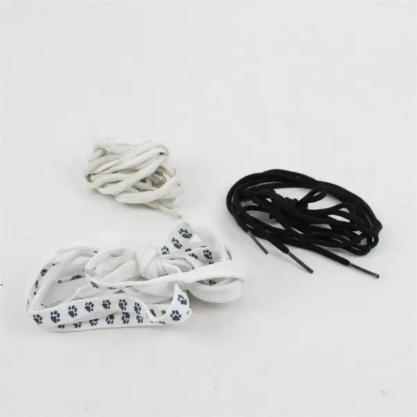Lot of 3 Pairs 50in Shoelaces White Black Paw Print Pre-Owned