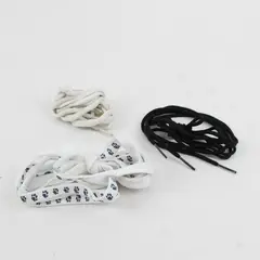 Lot of 3 Pairs 50in Shoelaces White Black Paw Print Pre-Owned
