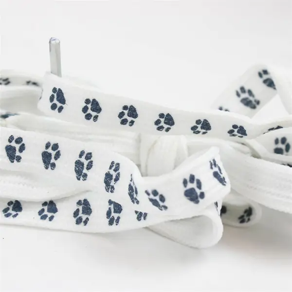 Lot of 3 Pairs 50in Shoelaces White Black Paw Print Pre-Owned