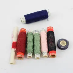 Lot of 8 Assorted Sewing Thread Spools Blue Red Green Pink Black