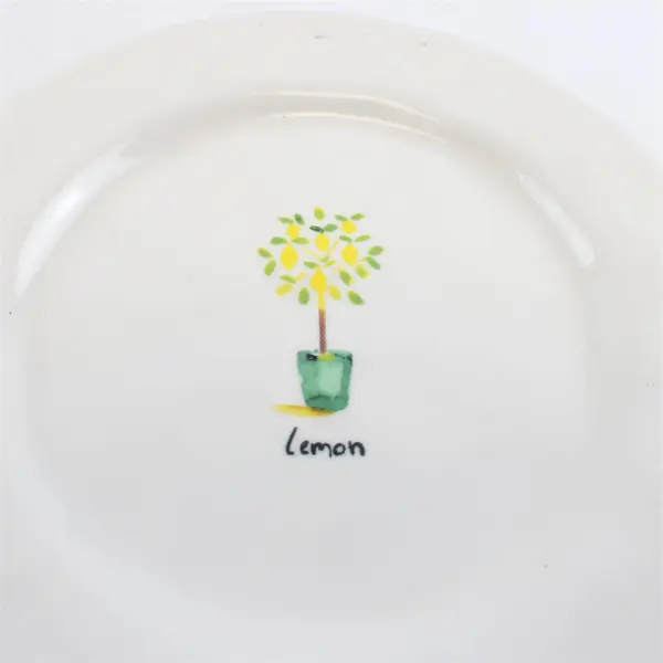 Set of 2 World Market Hand-Painted Lemon Tree Ceramic Plates 8"