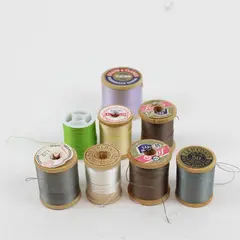 Lot of 8 Vintage Sewing Thread Spools Mixed Brands Assorted Colors
