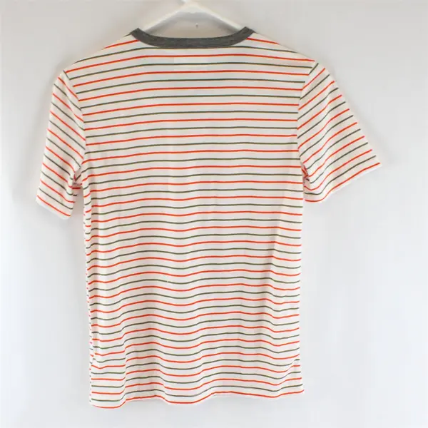 Eddie Bauer Red Green and White Striped T-Shirt Kids' Medium 10/12