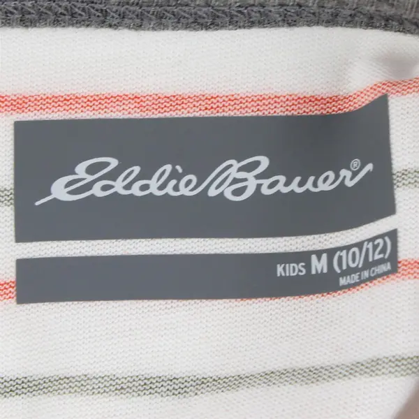 Eddie Bauer Red Green and White Striped T-Shirt Kids' Medium 10/12