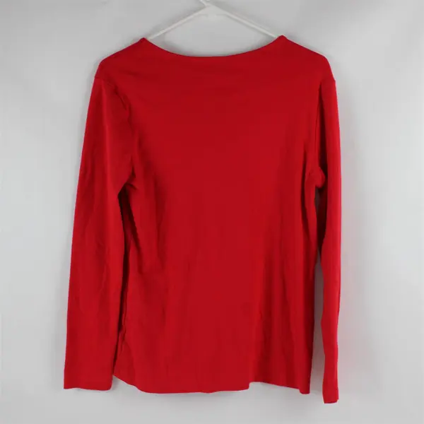 White Stag Solid Red Long-Sleeved Cotton Shirt Women's Large 12-14
