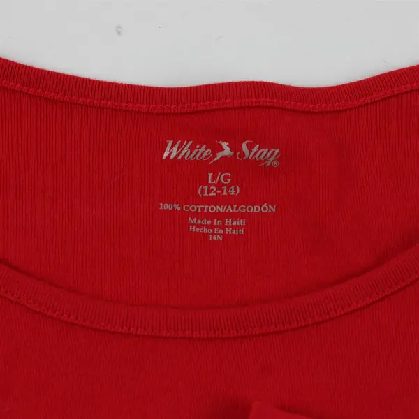 White Stag Solid Red Long-Sleeved Cotton Shirt Women's Large 12-14