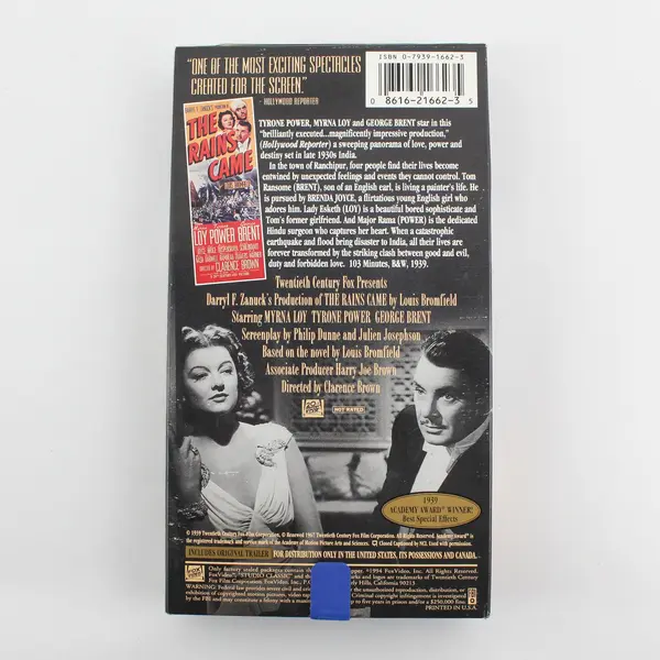 The Rains Came (1939) Studio Classic Film VHS 1994 edition
