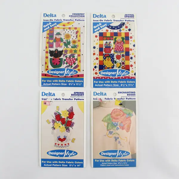Lot of 4 Vintage Delta Iron-On Fabric Transfer Patterns