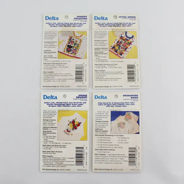Lot of 4 Vintage Delta Iron-On Fabric Transfer Patterns