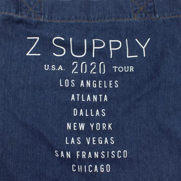 Z Supply Screen Printed Blue Denim Double Handle Tote Bag 2020 Tour  15"x15"