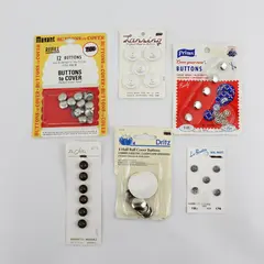 Lot of 6 Vintage Button Sets on Cards, Some Unopened  