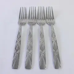 Lot of 4 Hampton Silversmiths HSV2 Stainless Steel Dinner Forks 8"