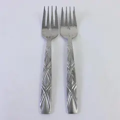 Lot of 2 Hampton Silversmiths HSV2 Stainless Steel Salad Forks 7"