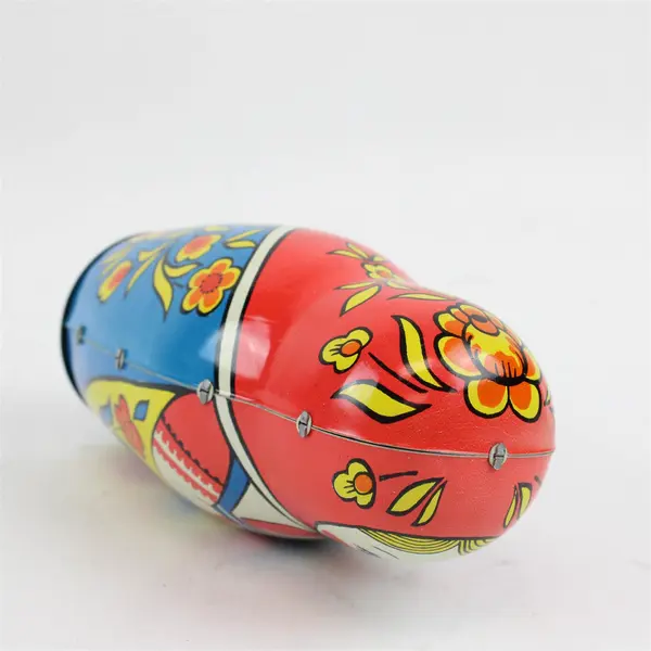 Vintage 1970s Russian Nesting Doll Tin Wind-Up Metal Toy No Box AS IS
